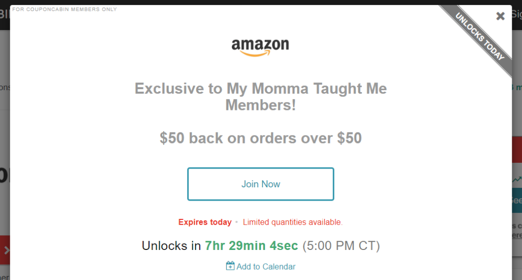 My Momma Taught Me Exclusive Members Cash Back For Amazon Offer