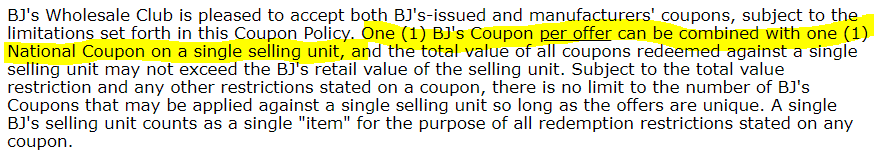 NEW BJ's Wholesale Club Coupon Policy