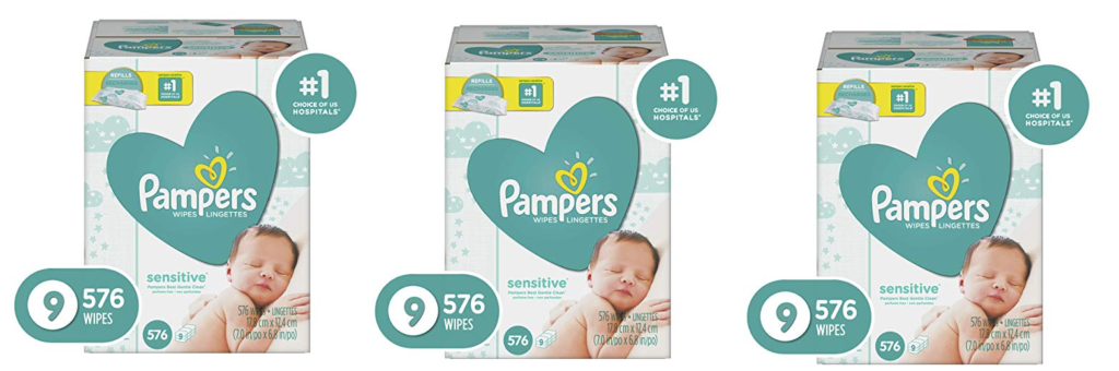 Pampers Sensitive Water Based Baby Diaper Wipes 576 Count