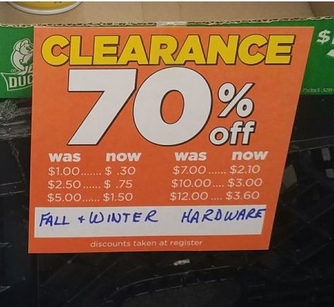 Fall And Winter Clearance At Dollar General