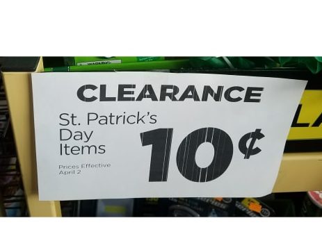 St Particks Day Sale $0 10