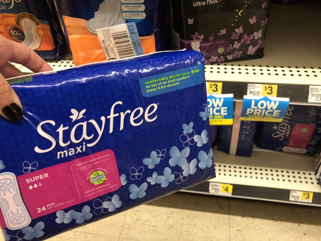 Stayfree Pads at dollar general