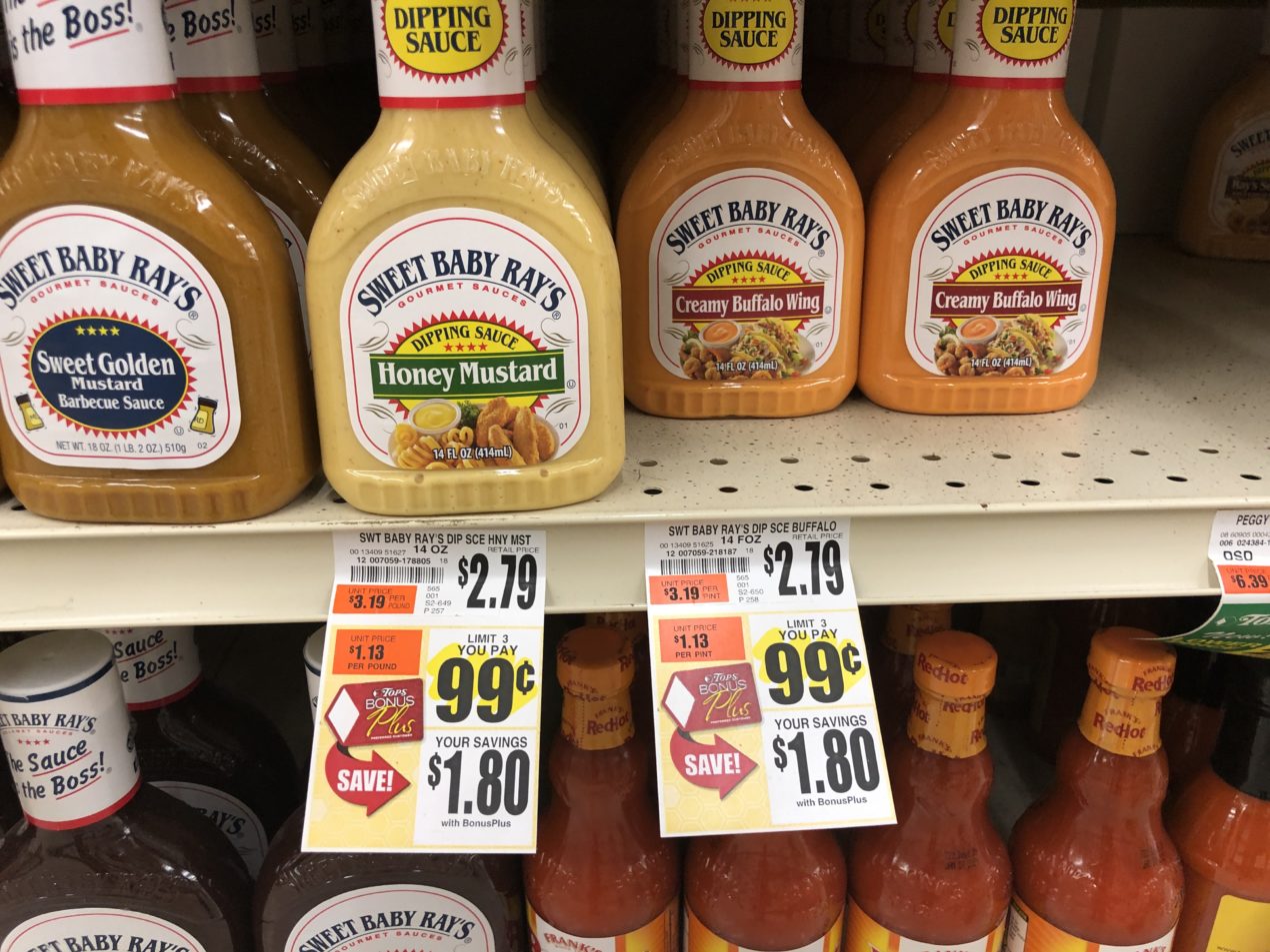 sweet baby ray's $0.99 sale at tops markets