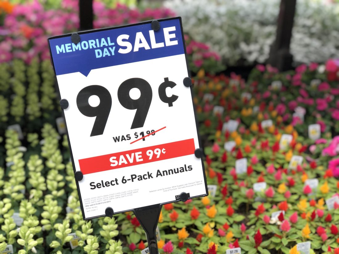 Lowe's Memorial Day Sale $0.99 annuals
