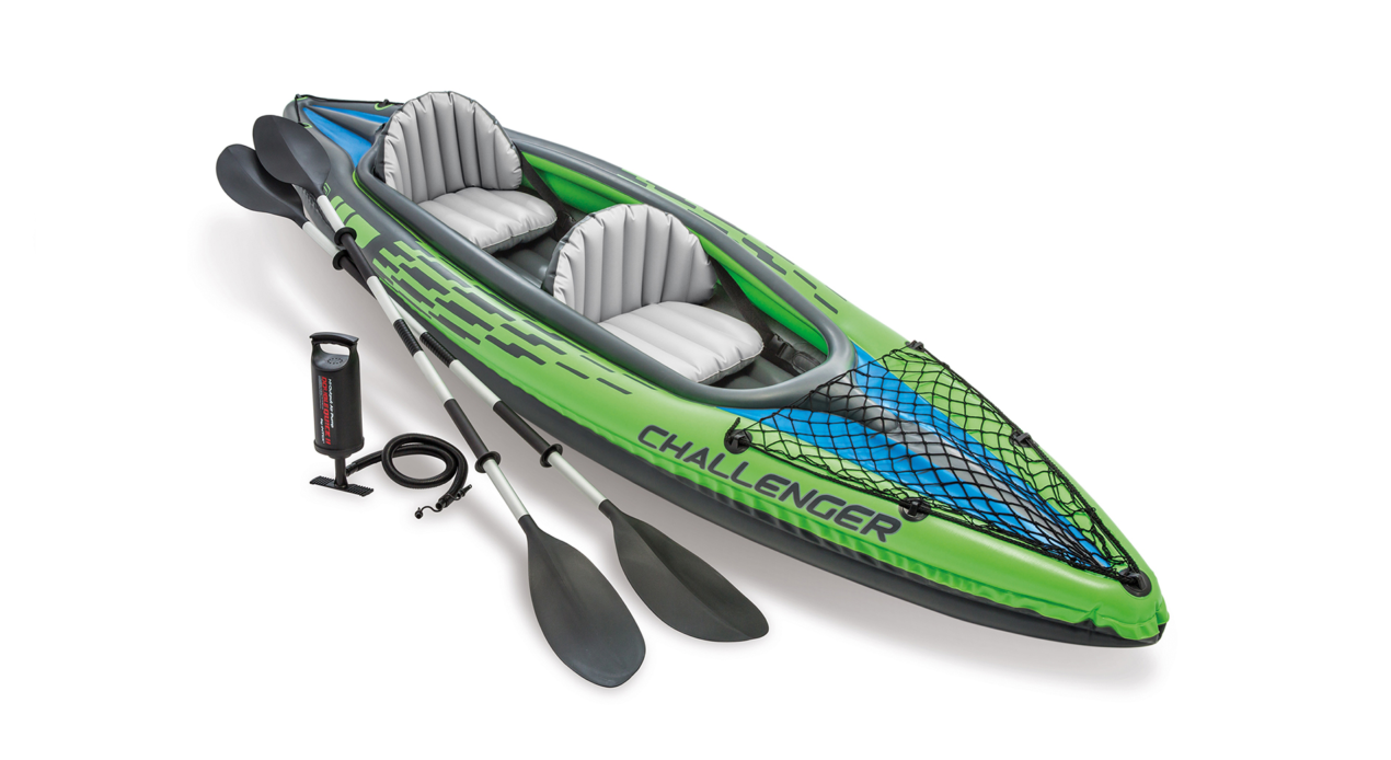 Intex Challenger K2 Inflatable Kayak With Oars And Hand Pump