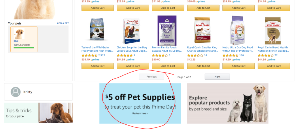 Amazon Pet Prodile Credit Dekstop