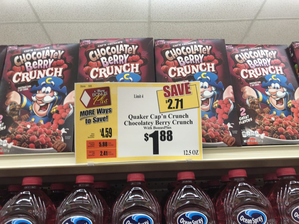 quaker cereal sale at tops 