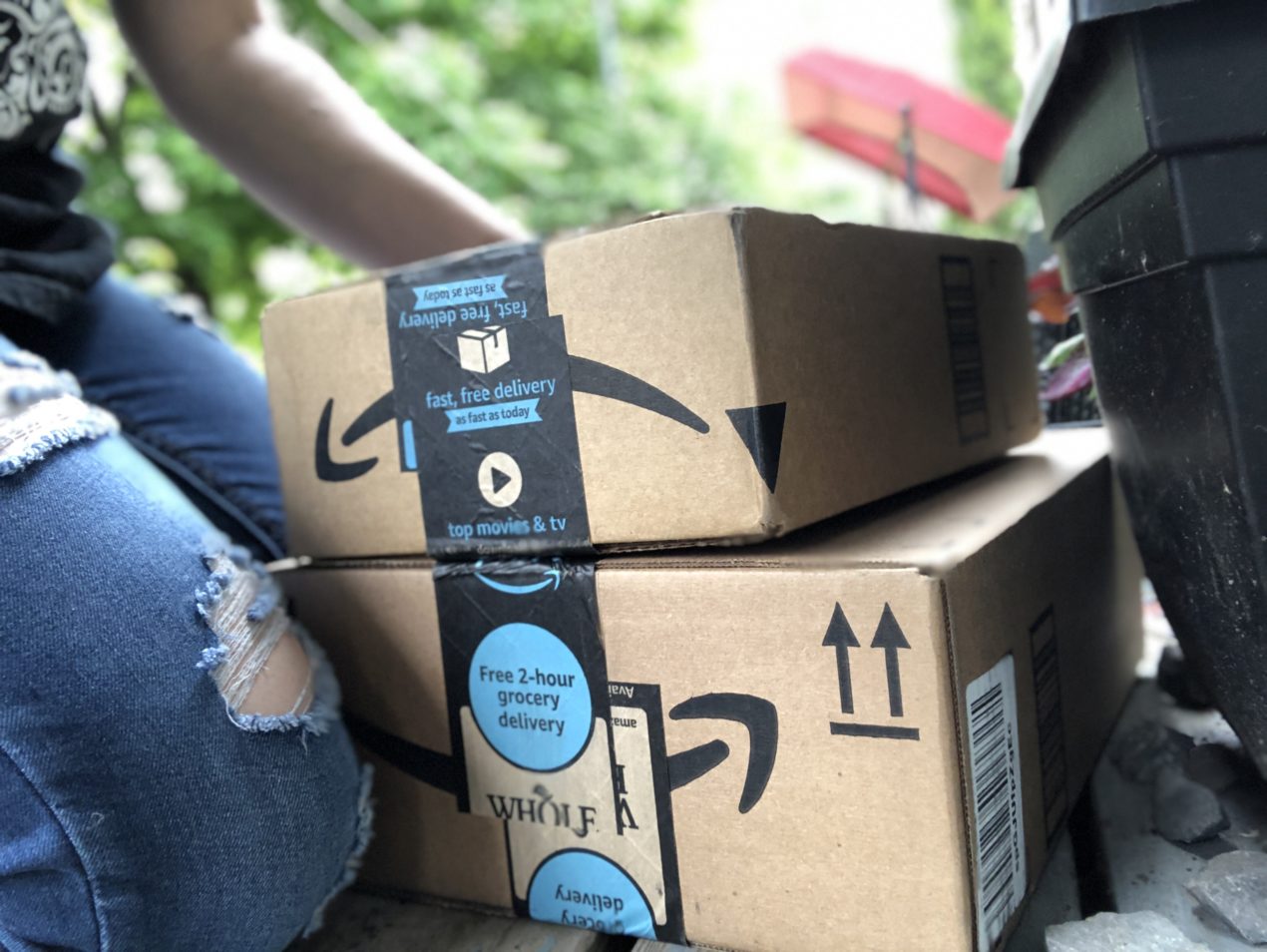 Amazon Boxes on Front Porch