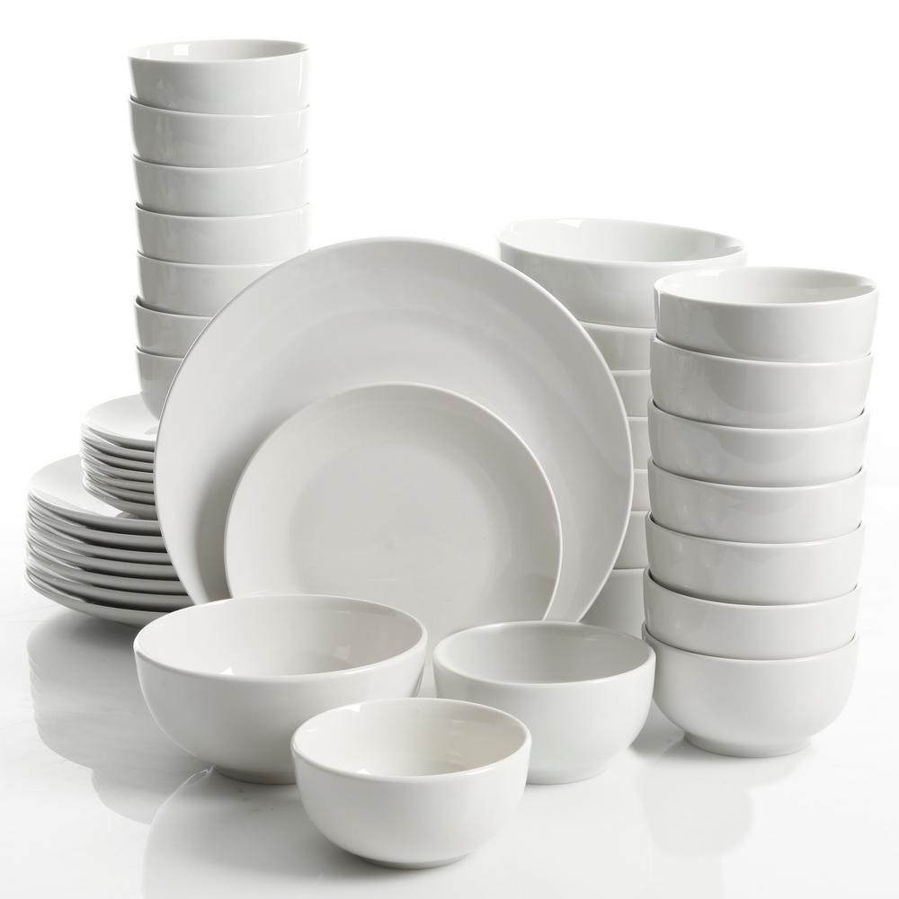 Camrose 40 Piece White Round Dinnerware Set