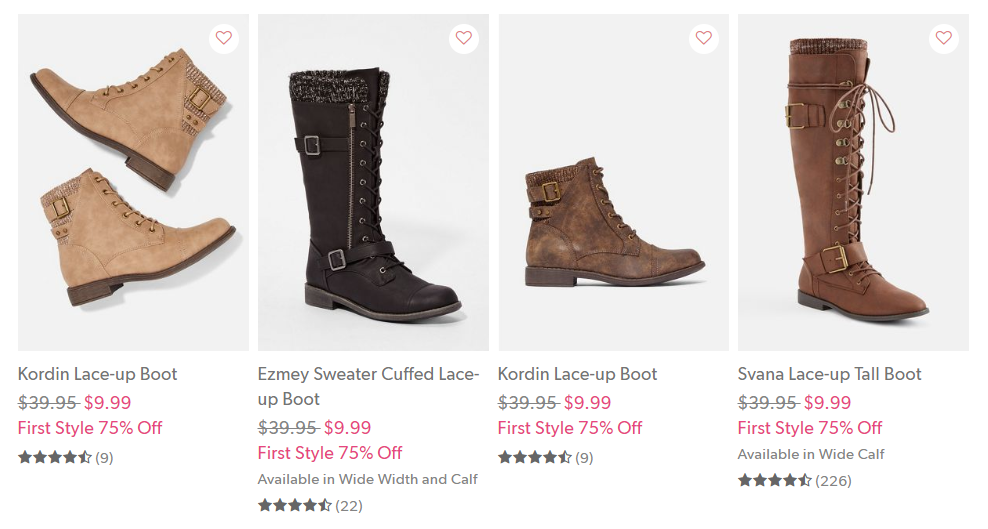 JustFab Boots Amazing Low Prices