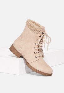 Nyaling Sweater Cuff Lace Up Boot