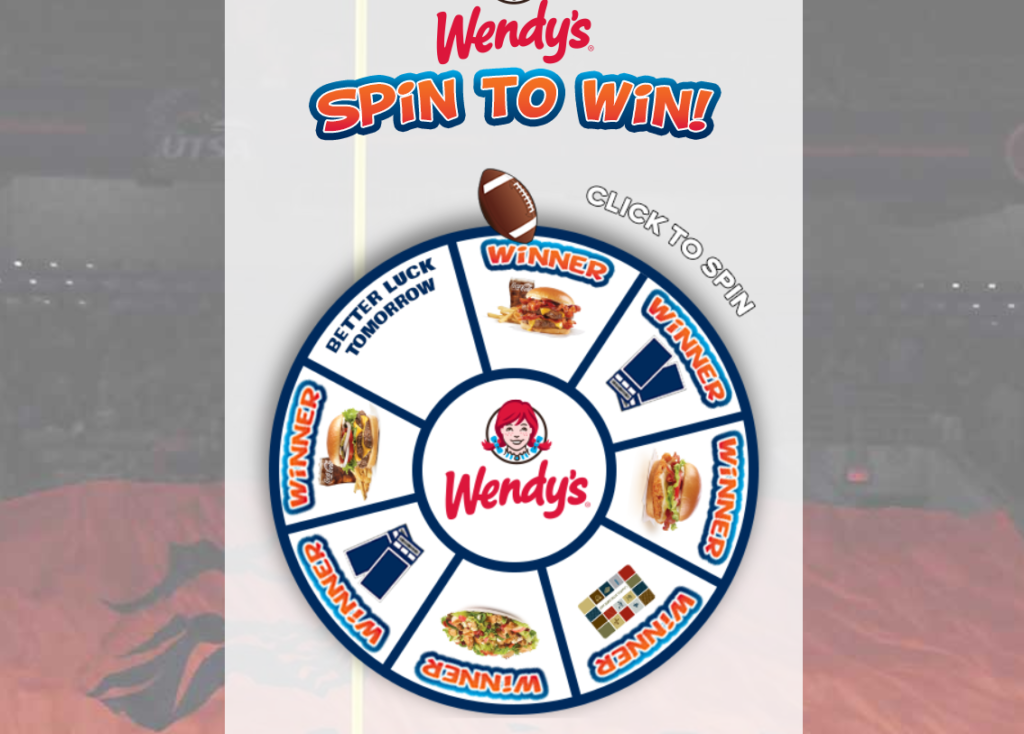 UTSA Wendy’s Spin To Win Instant Win Game 2019