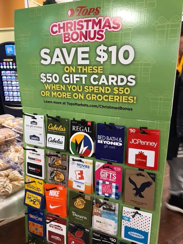 Tops Markets Christmas Bonus 2019 Save 10 off 50 Gift Card Purchase