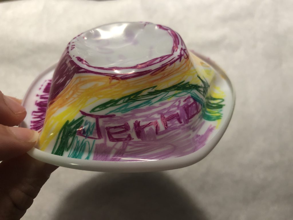 Melted Plastic Cup Colored with Sharpie