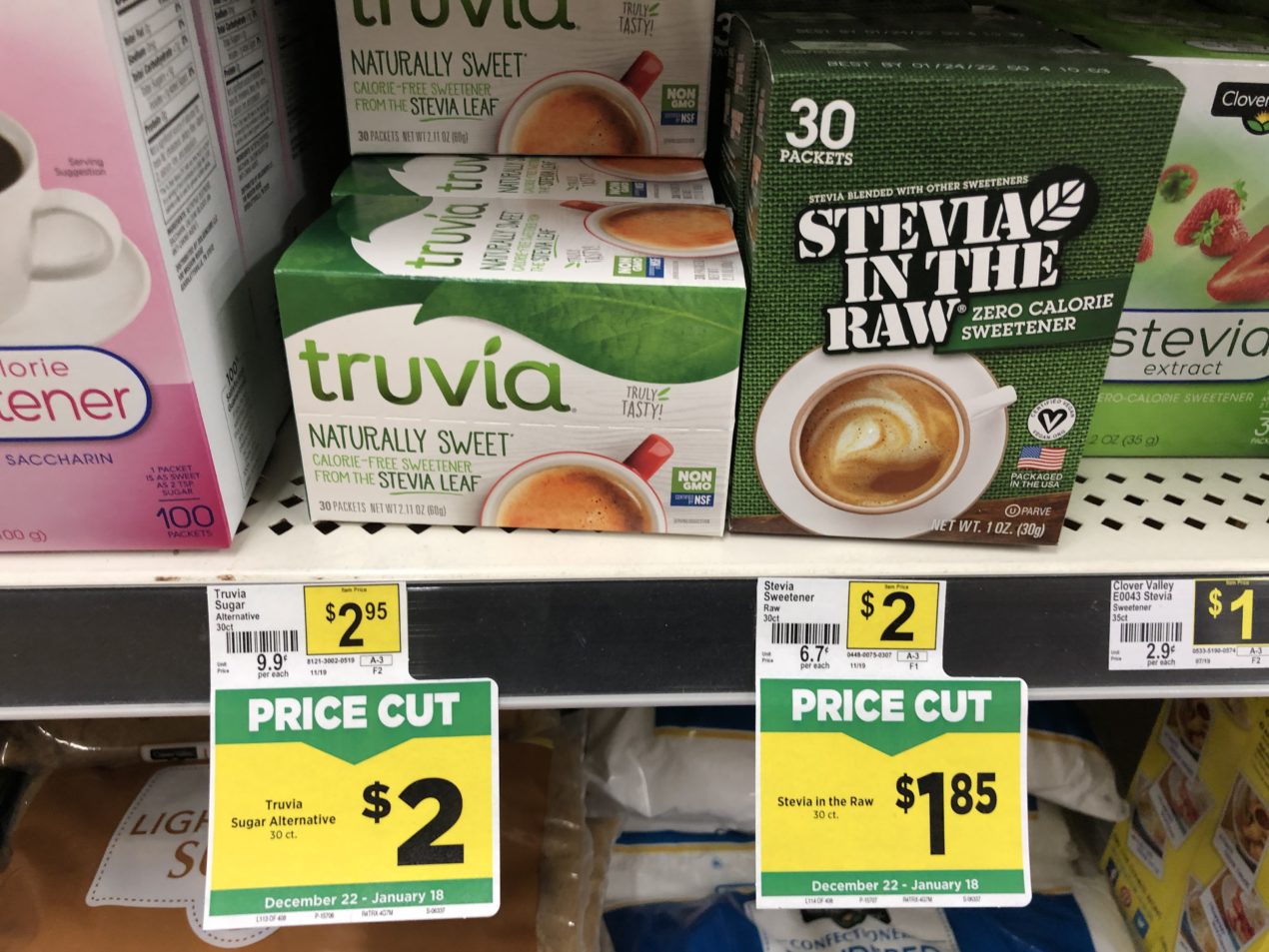 truvia and stevia in the raw at dollar general
