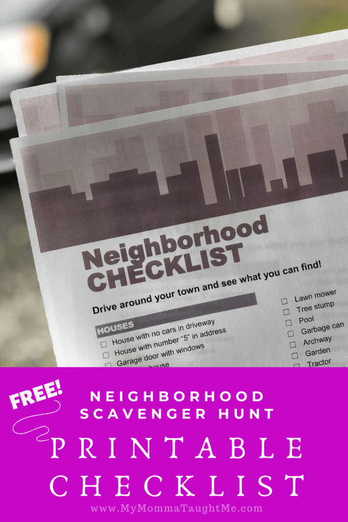 Free Printable Neighborhood Scavenger Hunt Checklist