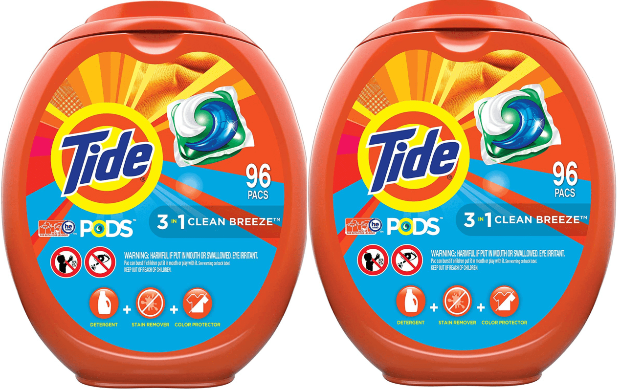 Tide PODS Laundry Detergent Liquid Pacs, Clean Breeze Scent, HE Compatible, 96 Count