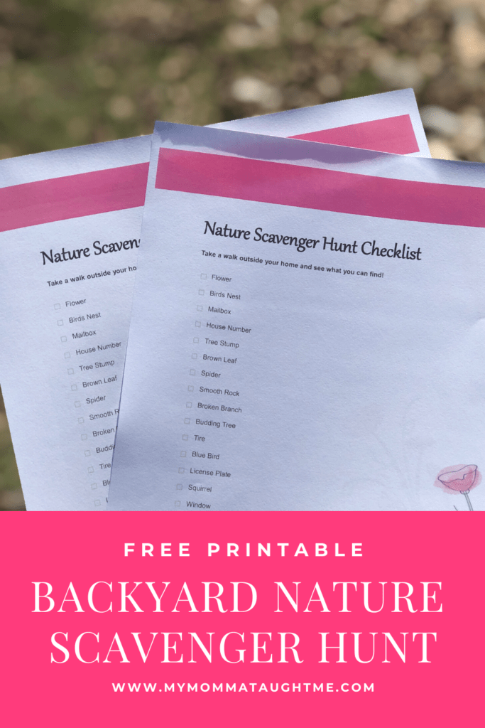 Free Printable Backyard Nature Scavenger Hunt Checklist