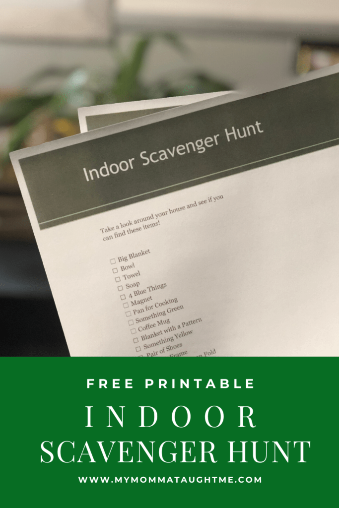 Free Printable Indoor Scavenger Hunt Checklist