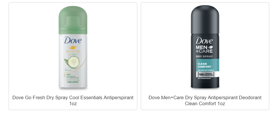 Free Sample Dove Spray Deodorant