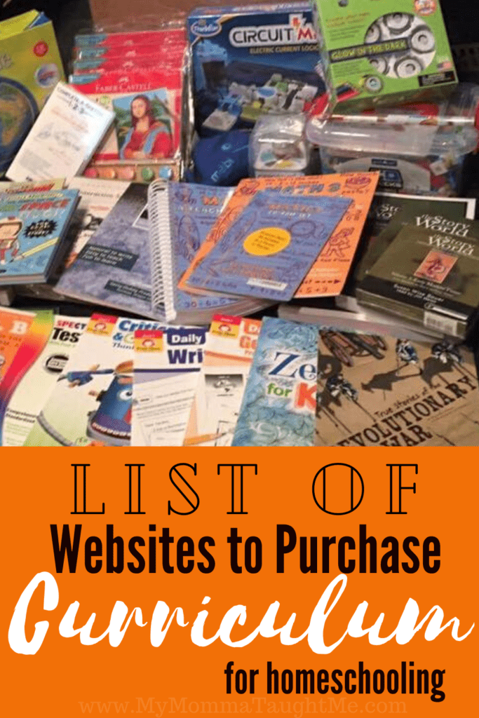 List Of Websites To Purchase Curriculum For Homeschooling