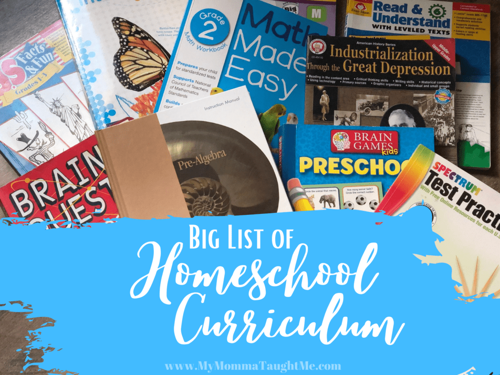 Big List Of Homeschool Curriculum