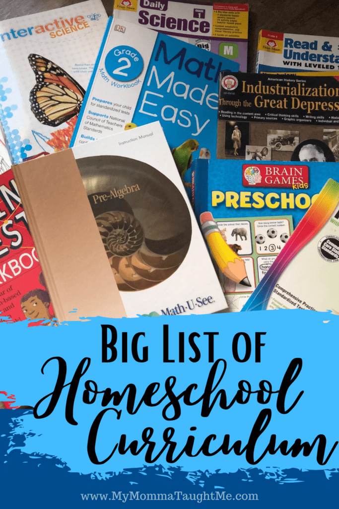 Big List Of Homeschool Curriculum All In One, Books, Science, Math And More!