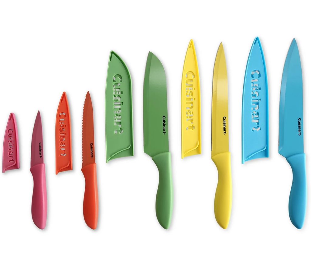 10 Pc Ceramic Coated Cutlery Set With Blade Guards