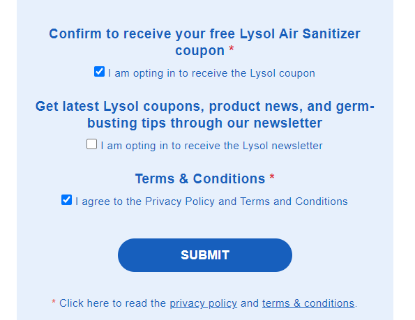 Lysol Freebie