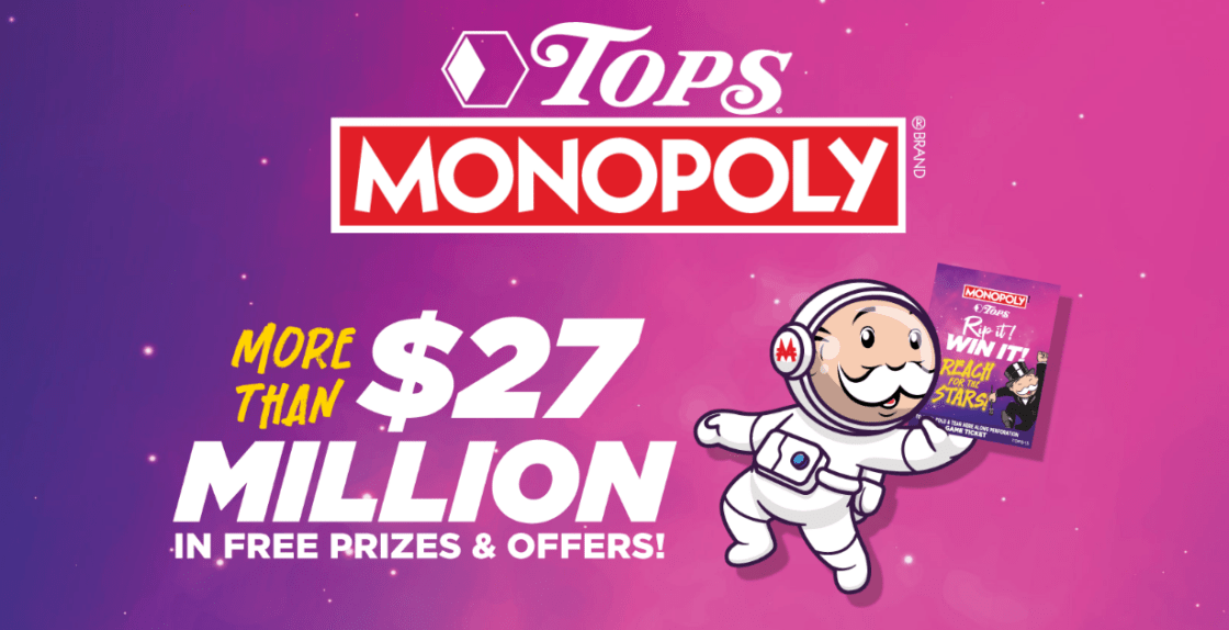 Tops Markets Monopoly Game is Back! Win Prizes and More! My Momma