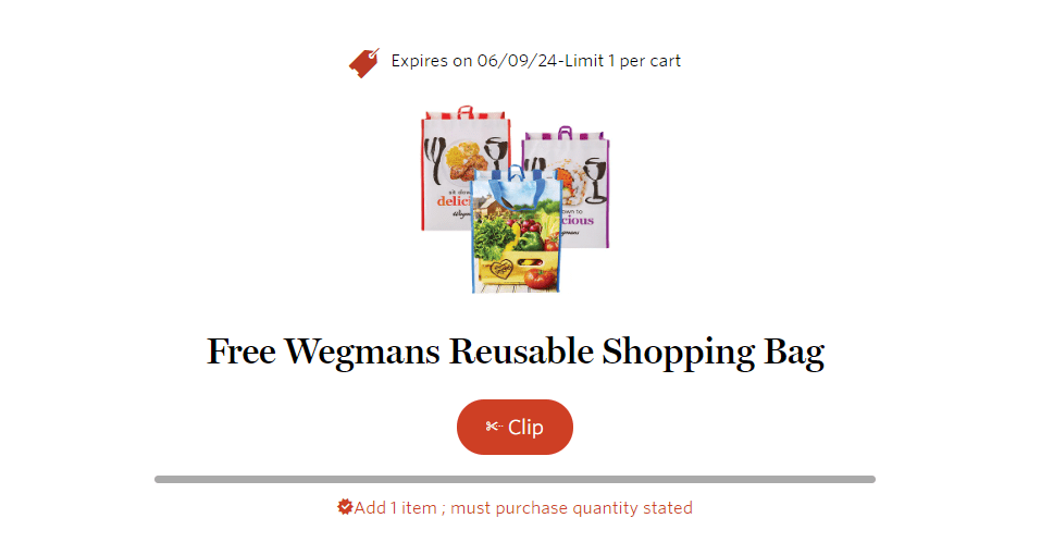 Free Reuseable Shopping Bag At Wegmans